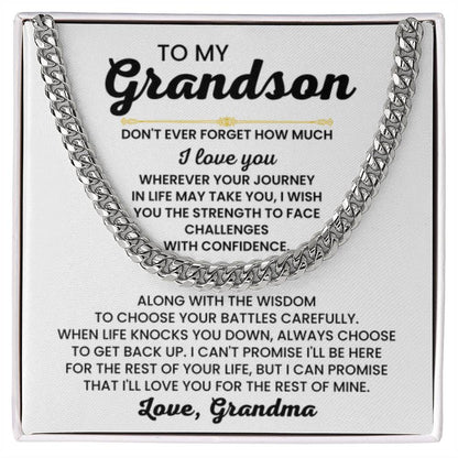 To My Grandson Necklace – Grandson Gift from Grandma – Cuban Link Chain - Personalize Memories