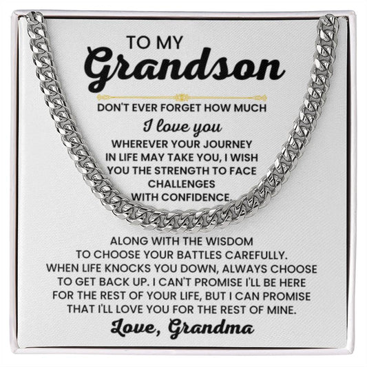 To My Grandson Necklace – Grandson Gift from Grandma – Cuban Link Chain - Personalize Memories