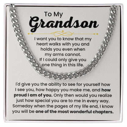To My Grandson Necklace – Holiday Gift for Grandson Graduation – Cuban Link Chain - Personalize Memories