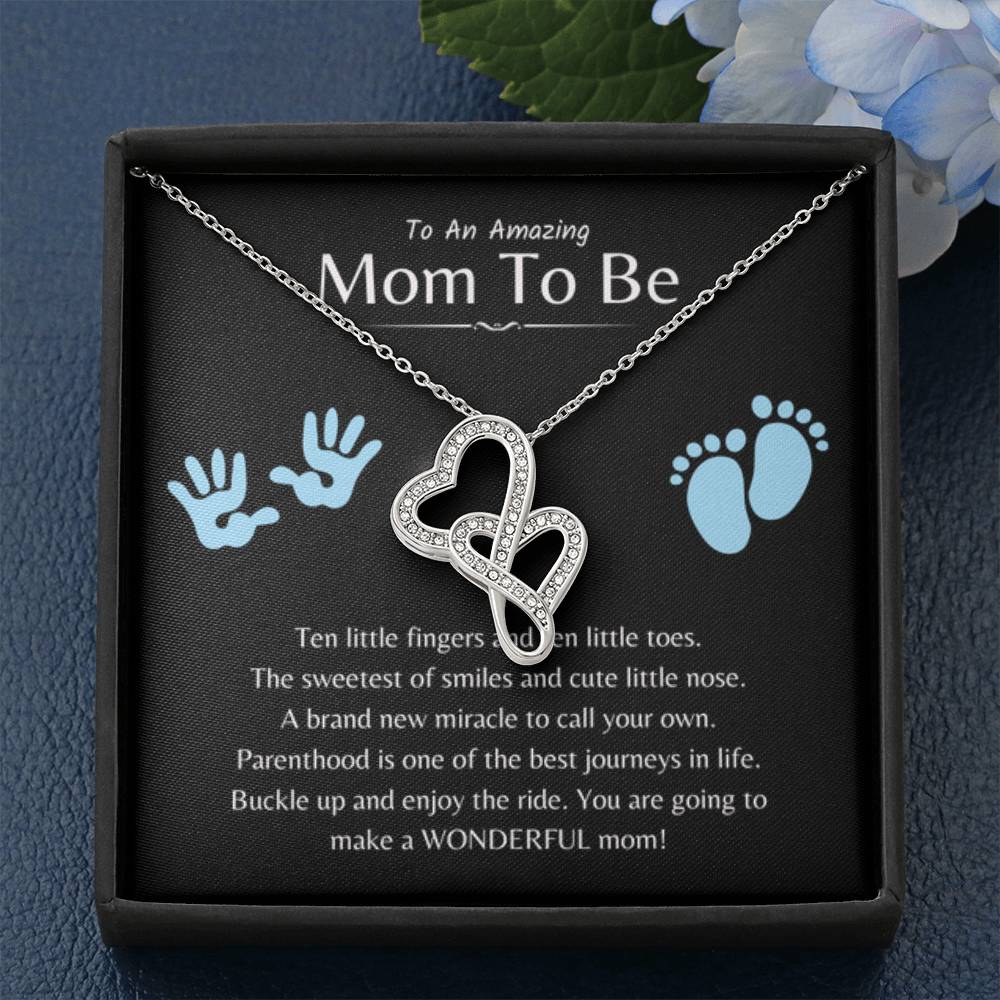 To An Amazing Mama To Be - A brand new miracle to call your own - Heart-to-heart Necklace - Unique Gift for New Mom - Personalize Memories