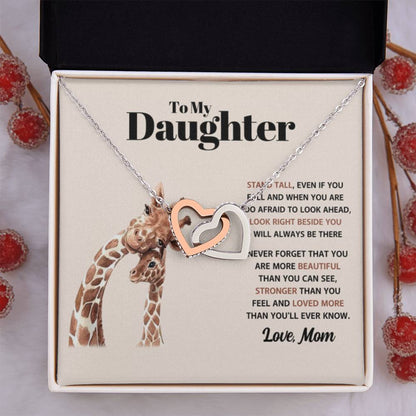 To My Daughter Necklace – Daughter Birthday Graduation Celebration Gift from Mom – Interlocking Hearts Necklace - Personalize Memories