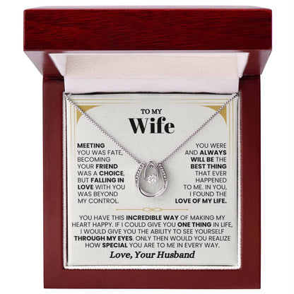 To My Wife Gift from Husband - Romantic Jewelry for Birthday & Anniversary Celebrations - Lucky In Love Necklace - Personalize Memories
