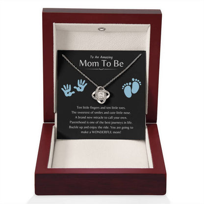 To An Amazing Mama To Be - A brand new miracle to call your own - Love Knot Necklace - Unique Gift for New Mom - Personalize Memories