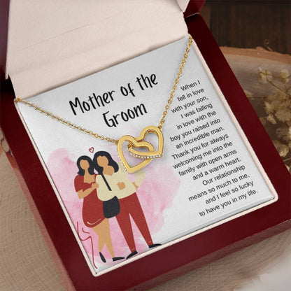 Mother of the Groom Gift - Our relationship means so much to me - Interlocking Hearts Necklace - Personalize Memories