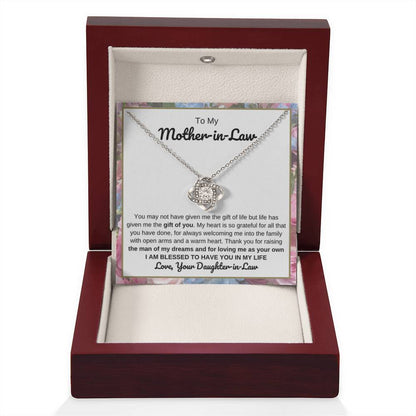 To My Mother In Law Gift from Daughter In Law - I am blessed to have you in my life - Love Knot Necklace - Personalize Memories