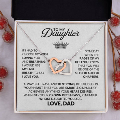 To My Daughter Necklace - Sweetest Daughter Gift from Dad for Birthday Joy & Proud Dad Love - Interlocking Hearts Necklace - Personalize Memories