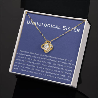 Unbiological Sister Necklace - Gift for Bonus Sister - Love Knot Necklace - Personalize Memories