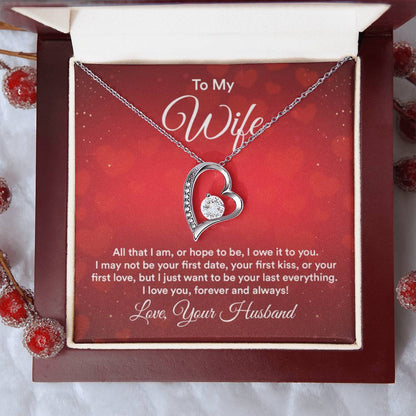 To My Beautiful Wife Necklace - Heartwarming Gift from Husband for Birthday, Anniversary & Valentine’s Day - Forever Love Necklace - Personalize Memories