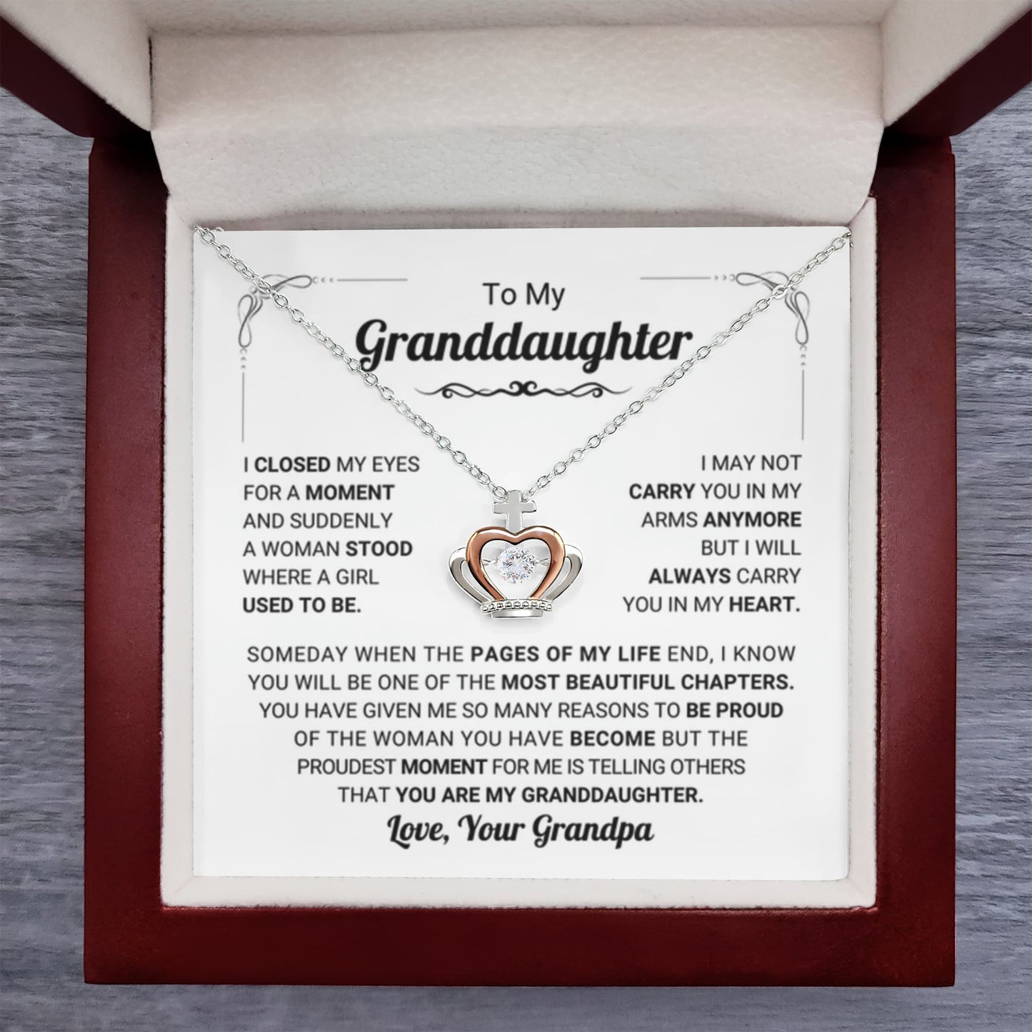 To My Granddaughter Necklace – Bestseller Granddaughter Gift: Birthday Graduation – Crown Pendant Necklace - Personalize Memories