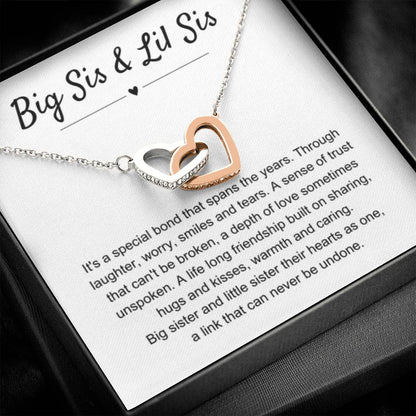Big Sis & Lil Sis Gift - Interlocking Hearts Necklace - Gift for Sisters - Personalize Memories