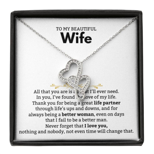 To My Wife Necklace - Emotional Valentine’s Day Gift from Husband - Heart-to-heart Pendant Necklace - Personalize Memories