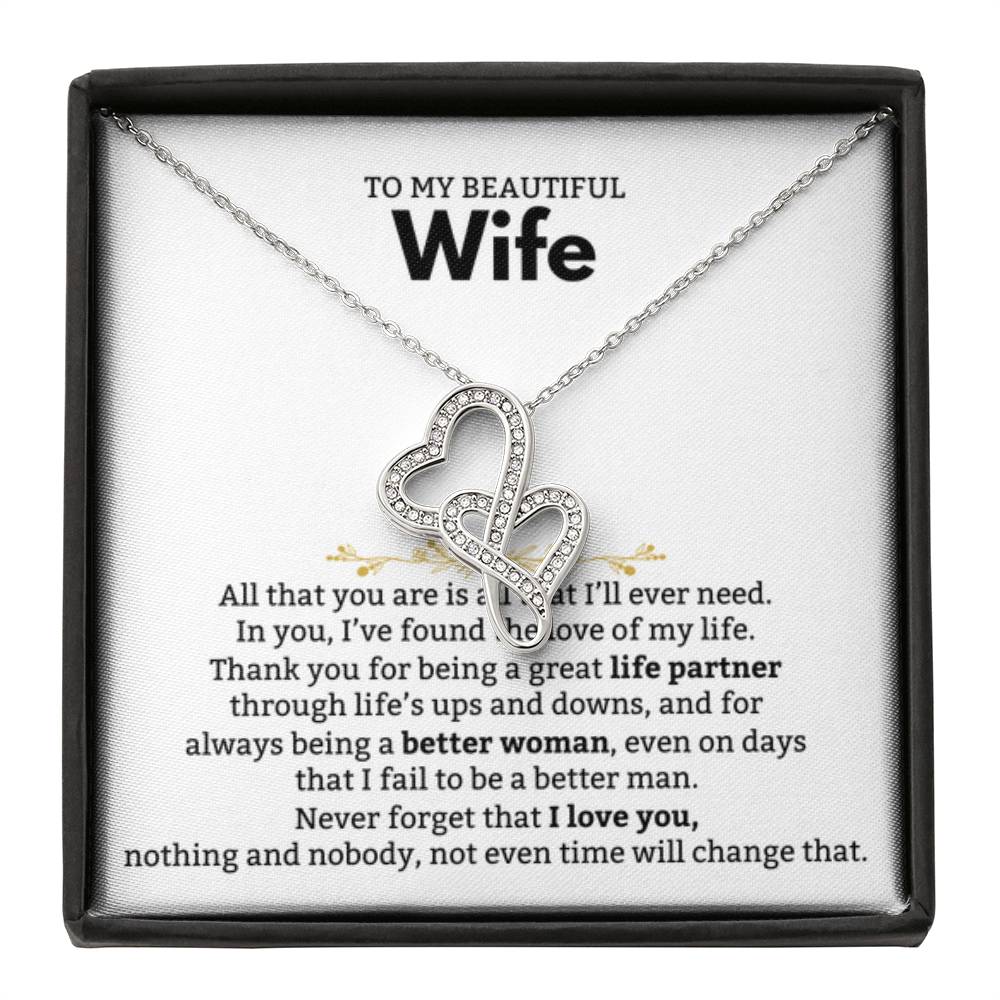 To My Wife Necklace - Emotional Valentine’s Day Gift from Husband - Heart-to-heart Pendant Necklace - Personalize Memories
