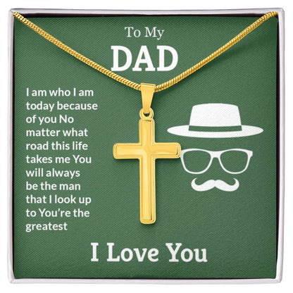 To My Dad Necklace - You're the greatest - Dad Gift from Kids - Artisan Cross Necklace - Personalize Memories