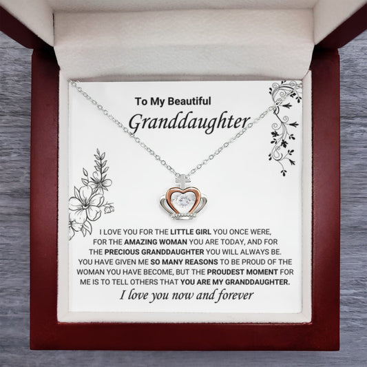 To My Granddaughter Necklace – Graduation & Birthday Jewelry Gift for Granddaughter – Crown Pendant Necklace