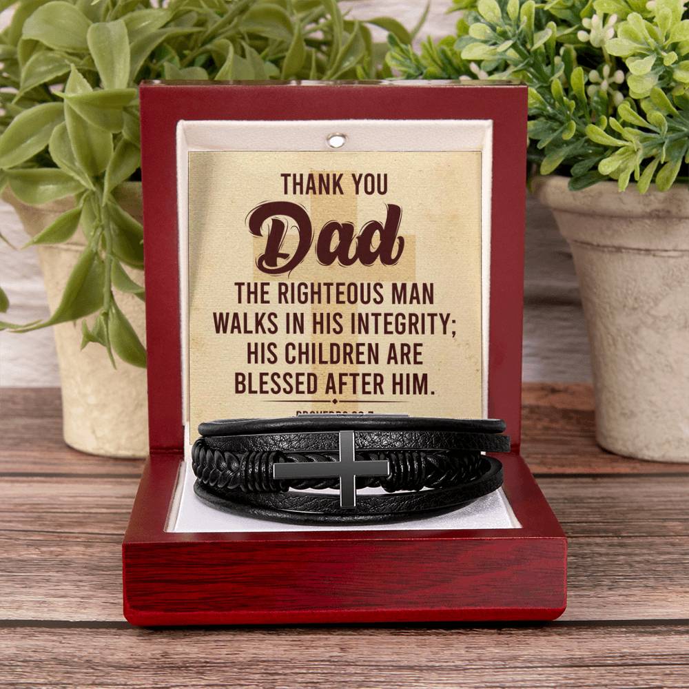 Thank You Gift for Dad - Men's Cross Bracelet - Personalize Memories