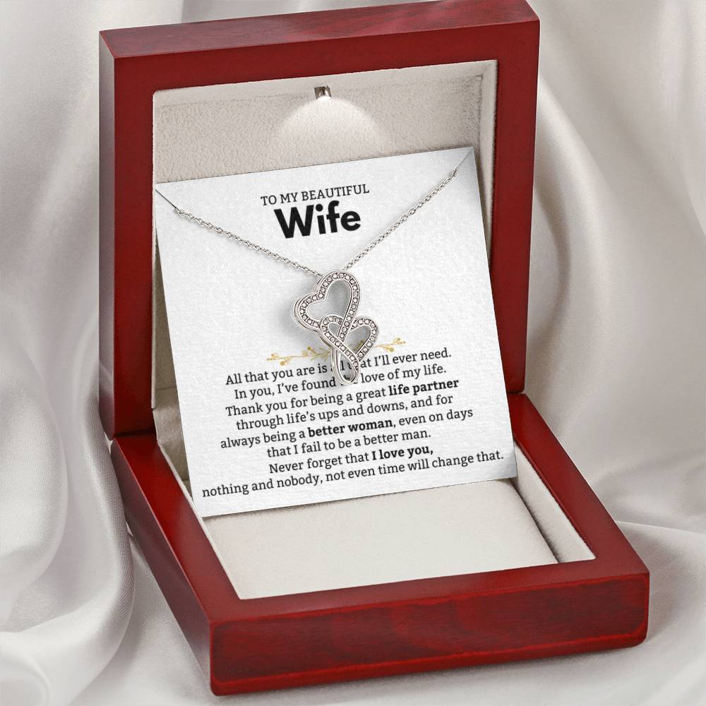 To My Wife Necklace - Emotional Valentine’s Day Gift from Husband - Heart-to-heart Pendant Necklace - Personalize Memories