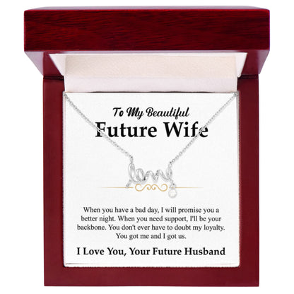 To My Future Wife Gift - Beautiful Necklace for Girlfriend for Birthday, Christmas & Romantic Moments - Scripted Love Necklace - Personalize Memories