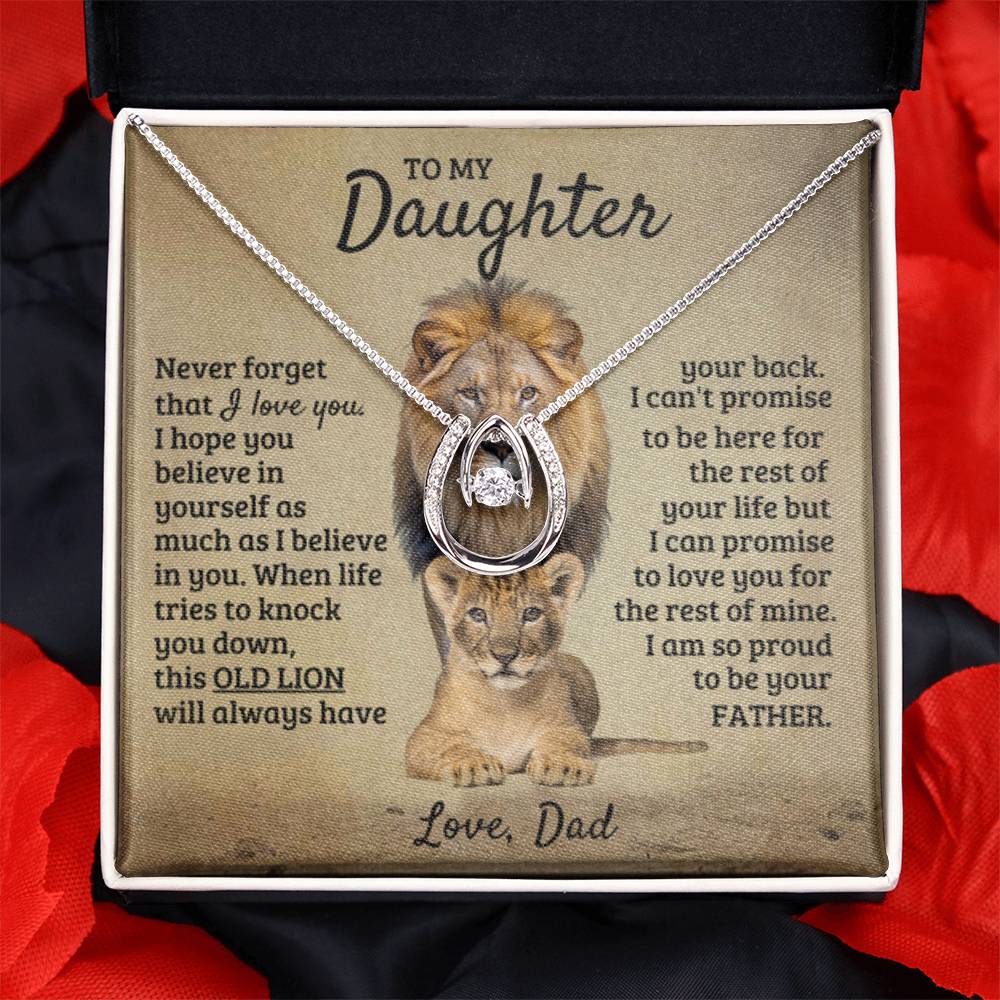 To My Beautiful Daughter - Old Lion - Lucky In Love Necklace from Dad - Personalize Memories