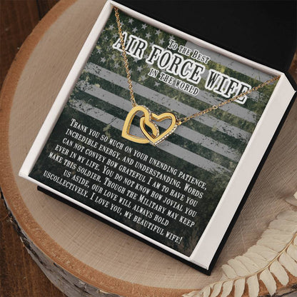 To The Best Air Force Wife - Interlocking Hearts Necklace - Gift from Husband - Personalize Memories
