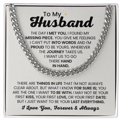 To My Husband - The Day I Met You - Cuban Link Chain - Anniversary & Birthday Gift from Wife - Personalize Memories
