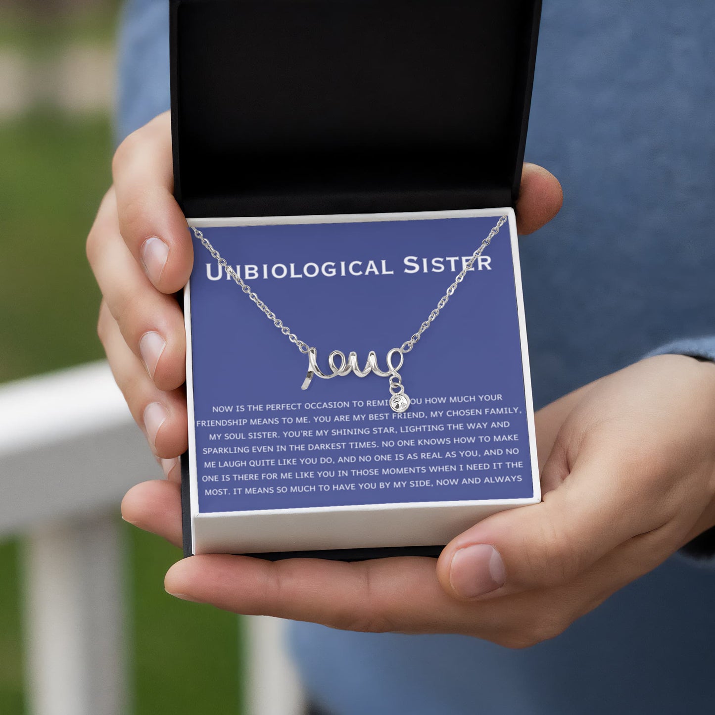 Unbiological Sister Necklace - Gift for Bonus Sister - Scripted Love Necklace - Personalize Memories