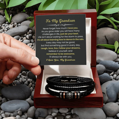 To My Grandson Bracelet - Gift for Grandson - It's all about learning how to dance in the rain - Love You Forever Bracelet - Personalize Memories