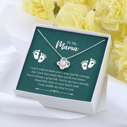 To my mama - I can't wait to meet you New Mom - Love Knot Necklace - Personalize Memories