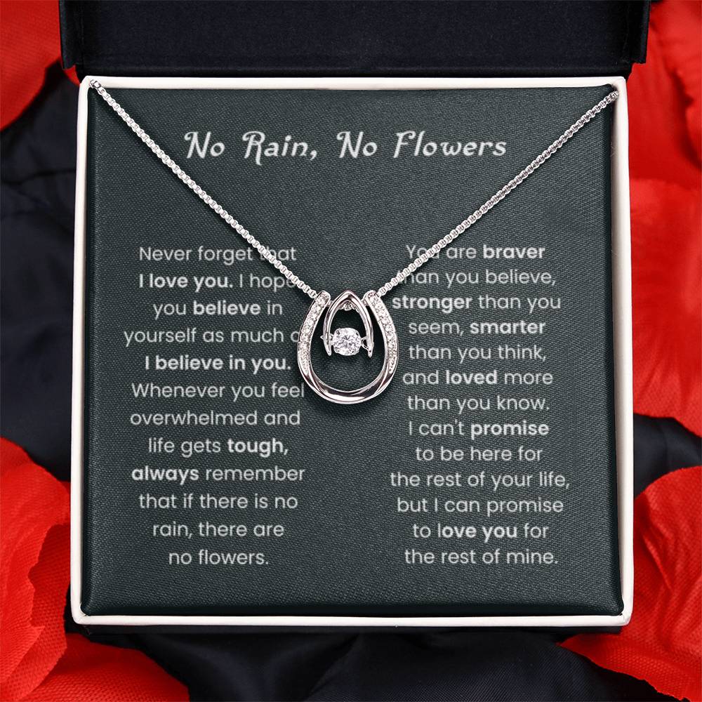 No Rain, No Flowers Gift for Her - Lucky In Love Necklace - Personalize Memories