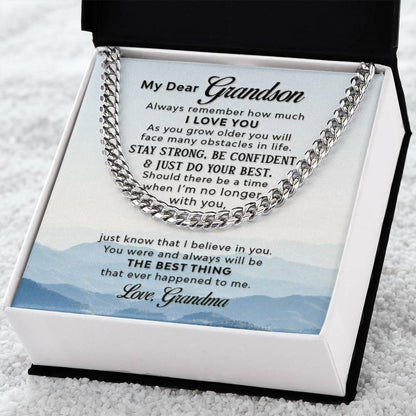 My Dear Grandson - As you grow older - Cuban Link Chain Gift from Grandma - Personalize Memories