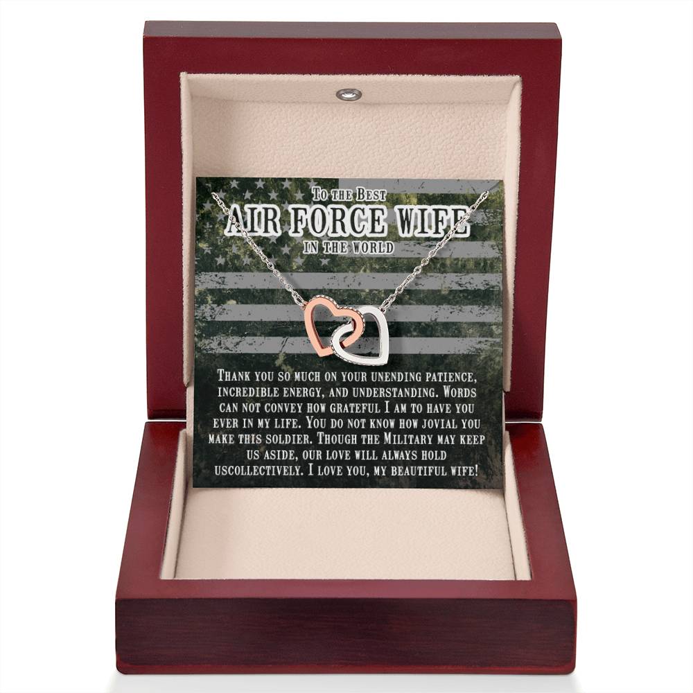 To The Best Air Force Wife - Interlocking Hearts Necklace - Gift from Husband - Personalize Memories