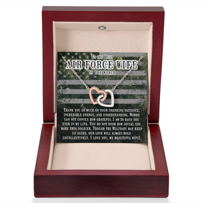 To The Best Air Force Wife - Interlocking Hearts Necklace - Gift from Husband - Personalize Memories