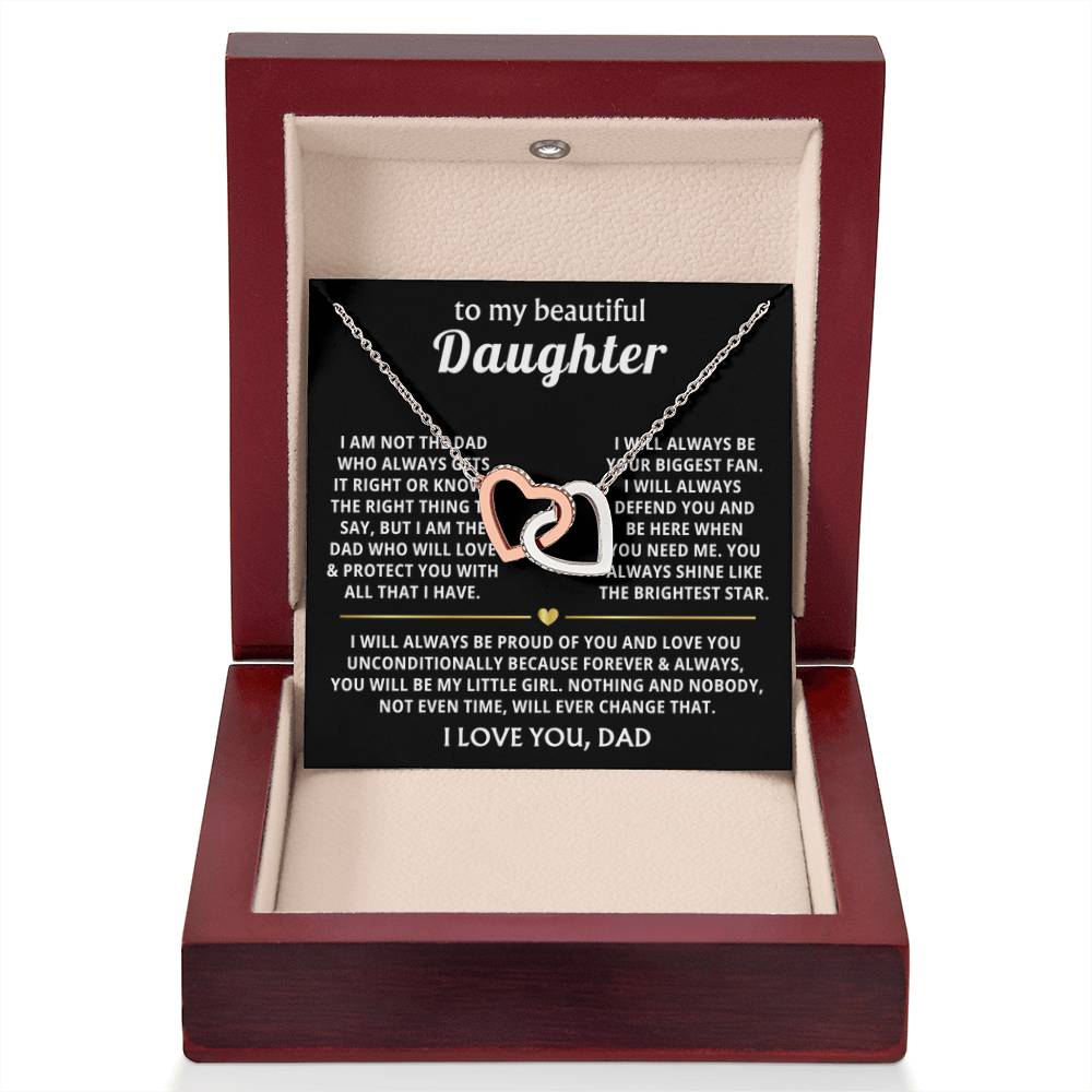 To My Daughter - I will always be proud of you - Alluring Beauty Necklace Gift from Dad - Interlocking Hearts Necklace - Personalize Memories