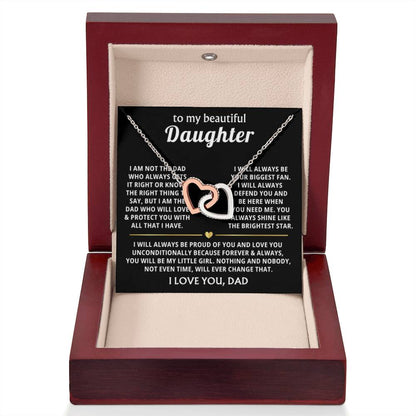 To My Daughter - I will always be proud of you - Alluring Beauty Necklace Gift from Dad - Interlocking Hearts Necklace - Personalize Memories