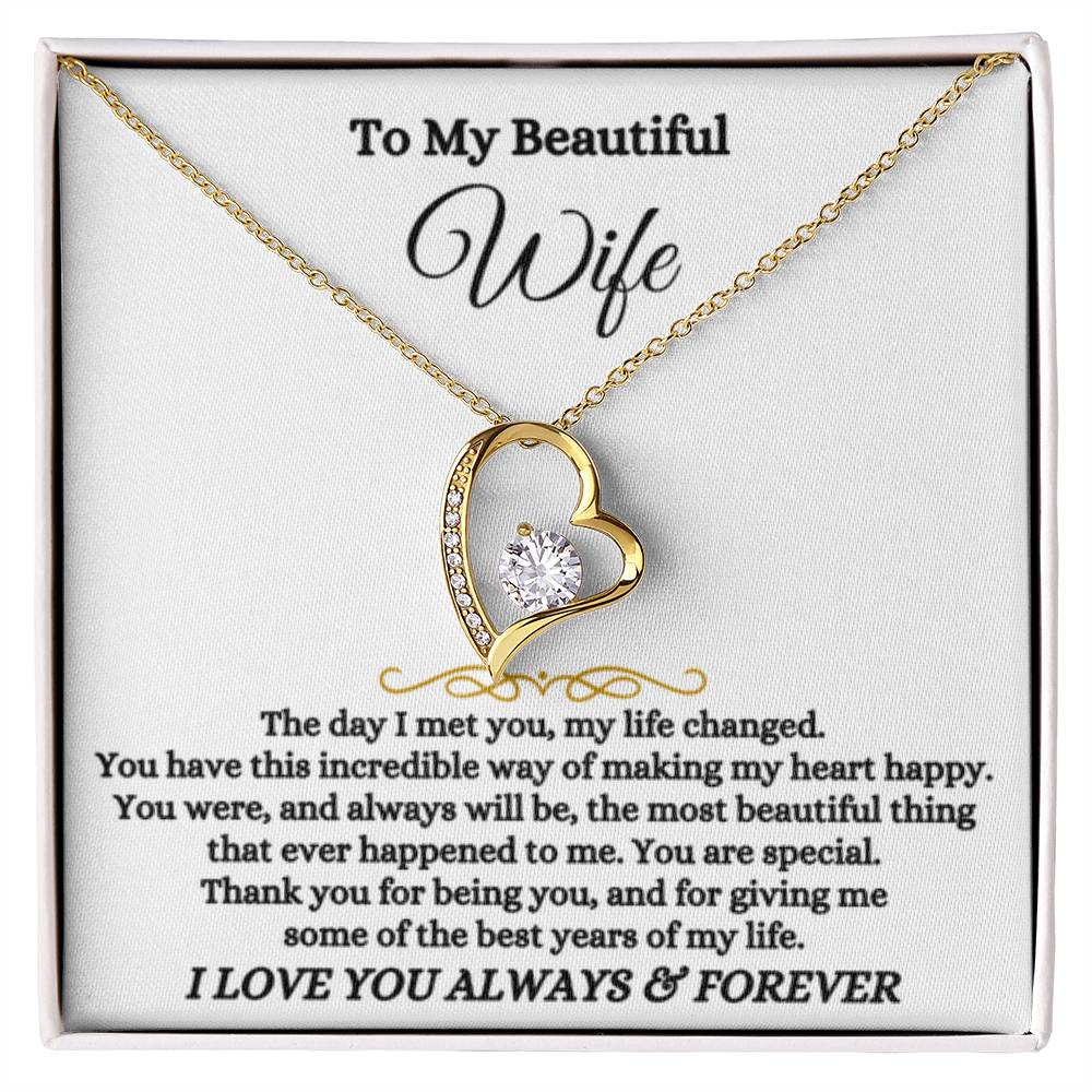 To My Wife Necklace - Emotional Love Jewelry Gift from Husband for Valentine’s Day & Birthday Happiness - Forever Love Necklace - Personalize Memories