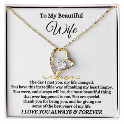 To My Wife Necklace - Emotional Love Jewelry Gift from Husband for Valentine’s Day & Birthday Happiness - Forever Love Necklace - Personalize Memories