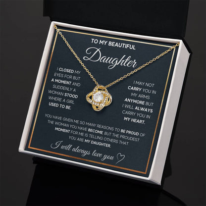 To My Daughter Necklace – Daughter Christmas Graduation Jewelry Gift – Love Knot Necklace - Personalize Memories