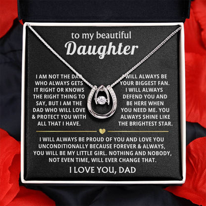 To My Daughter Necklace - Best Surprise Gift for Daughter from Dad for Graduation, Birthday & Christmas - Lucky In Love Necklace - Personalize Memories