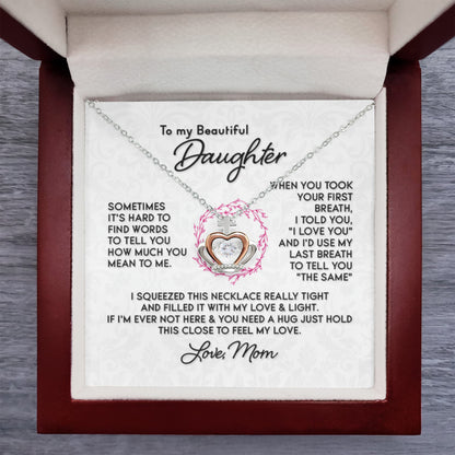 To My Daughter Necklace - Special Gift from Mom for Birthday, Christmas & Proud Mom Moments - Crown Pendant Necklace - Personalize Memories