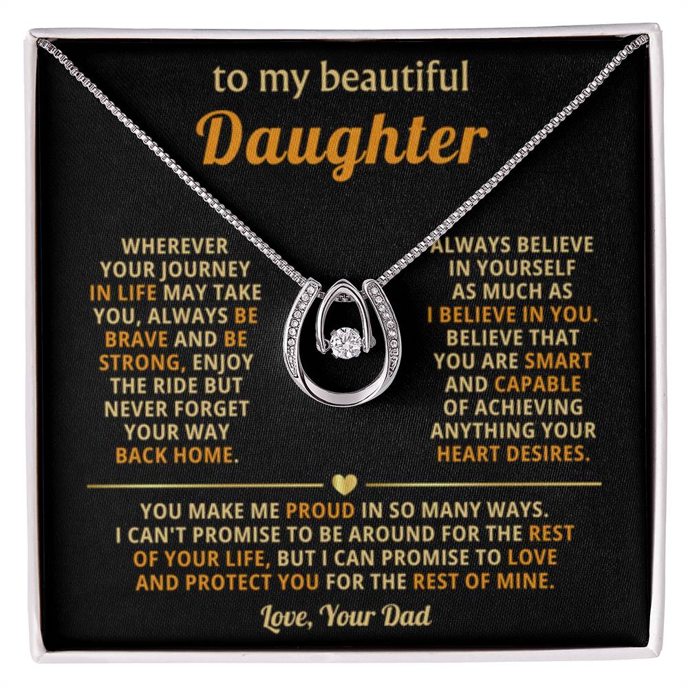 To My Daughter Necklace - I Believe In You - Dad to Daughter Gift - Lucky In Love Necklace - Personalize Memories