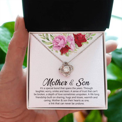 Mother & Son Gift - It's a Special Bond That Spans The Years - Love Knot Necklace - Personalize Memories