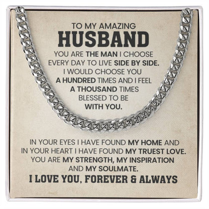 Cuban Link Chain for Him - You're the man I choose - Husband Birthday & Anniversary Gift from Wife - Personalize Memories