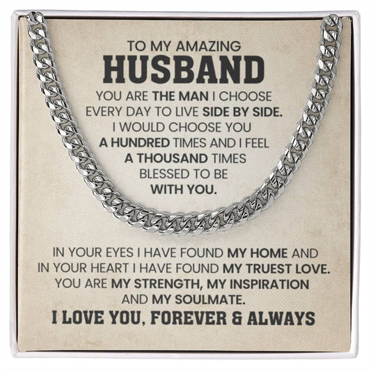 Cuban Link Chain for Him - You're the man I choose - Husband Birthday & Anniversary Gift from Wife - Personalize Memories