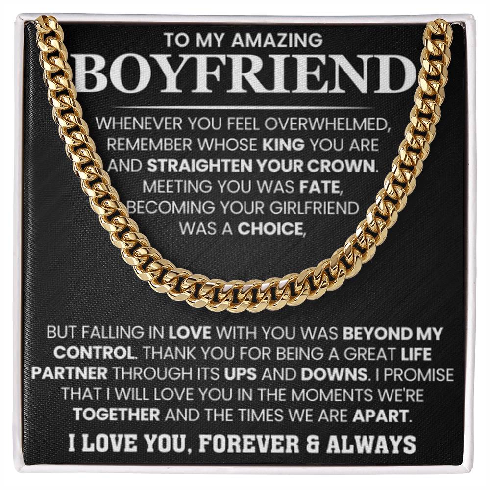 Cuban Link Chain for Boyfriend - Meeting you was fate - Birthday, Anniversary & Christmas Gift for Him - Personalize Memories