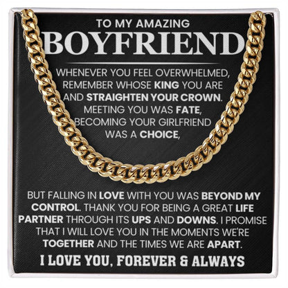 Cuban Link Chain for Boyfriend - Meeting you was fate - Birthday, Anniversary & Christmas Gift for Him - Personalize Memories