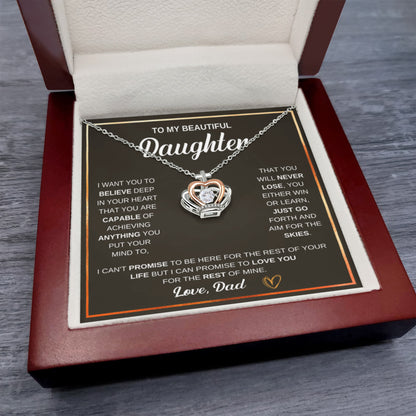 To My Daughter Necklace - Heartfelt Christmas Surprise from Dad - Crown Pendant Necklace - Personalize Memories