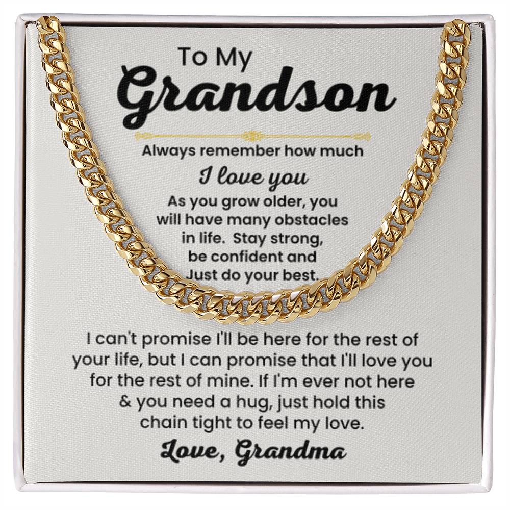 To My Grandson Necklace - Always remember how much I love you - Cuban Link Chain Gift for Grandson from Grandma - Personalize Memories