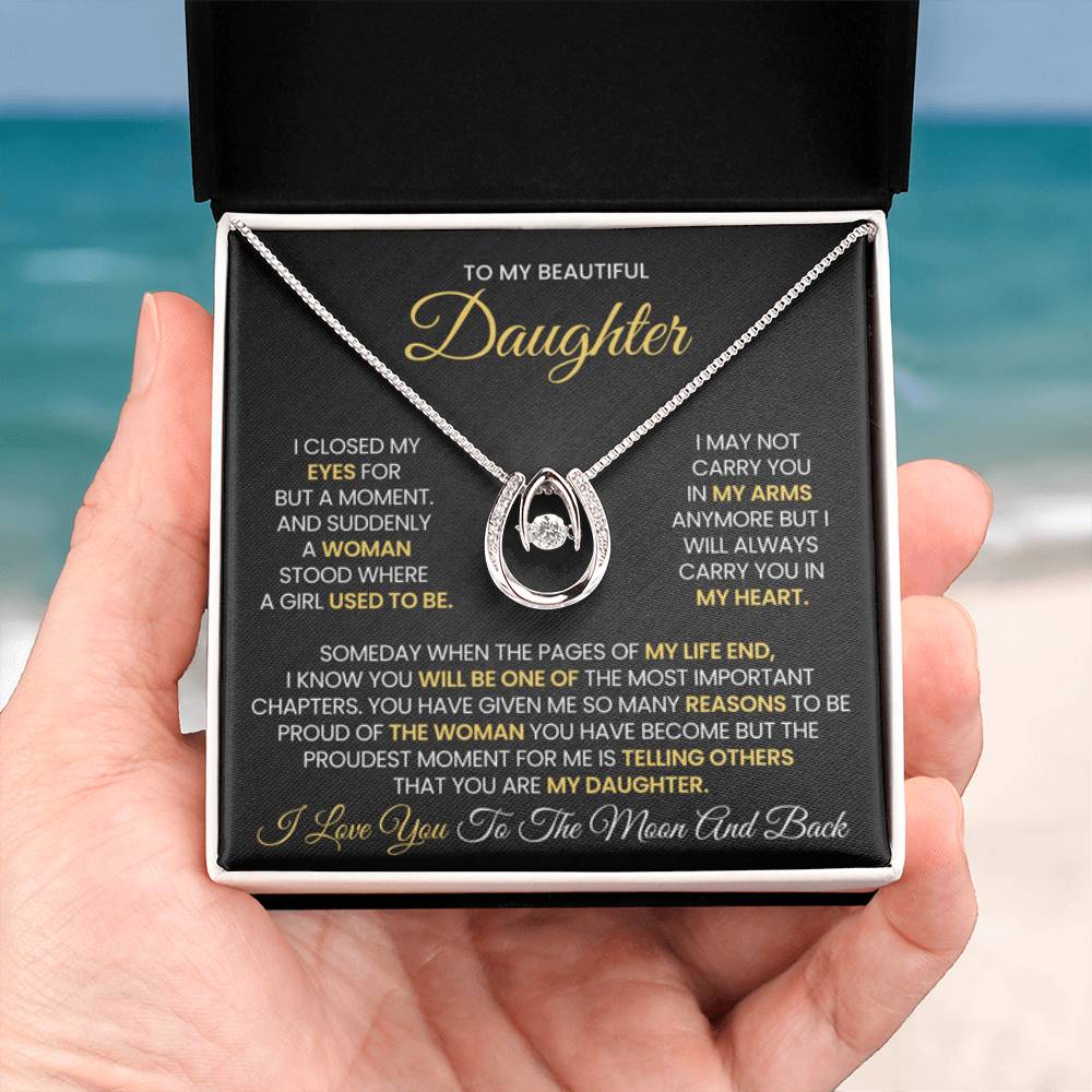 To My Daughter Necklace – Daughter Birthday & Graduation Jewelry Surprise – Lucky In Love Necklace - Personalize Memories