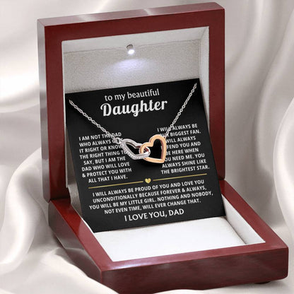 To My Daughter - I will always be proud of you - Alluring Beauty Necklace Gift from Dad - Interlocking Hearts Necklace - Personalize Memories