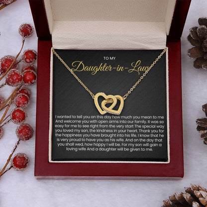 To My Daughter In Law - Gift for Daughter in Law - Interlocking Hearts Necklace - Personalize Memories