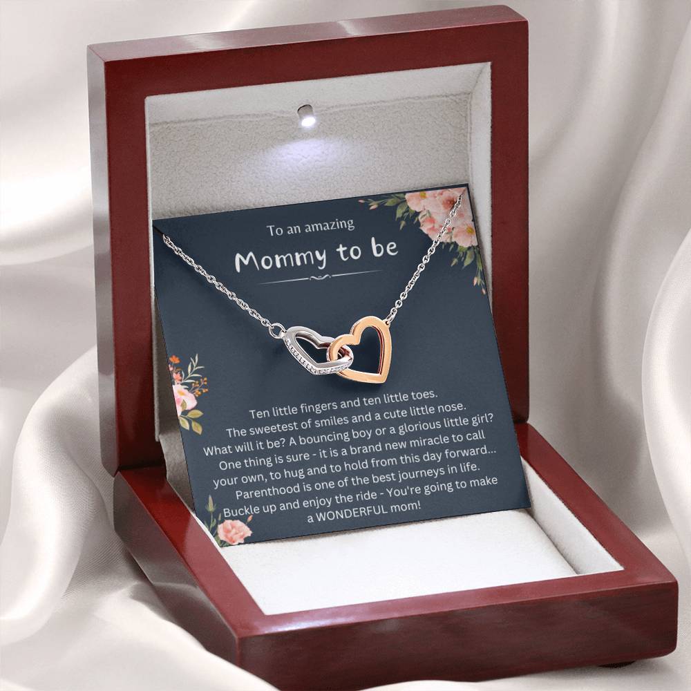 Heartfelt Gift for Mommy To Be - Interlocking Hearts Necklace - Personalize Memories